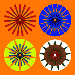 vector set of four abstract umbrella pattern icons illustrations