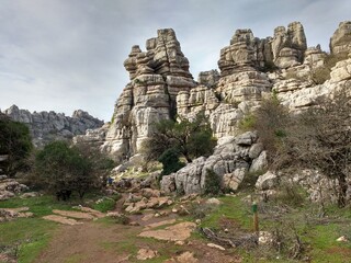 Fototapeta na wymiar Torcal de Antequera rocky formations, Malaga province, Spain