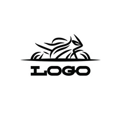 Motorcycle line illustration. Black and white graphics. Element for logo