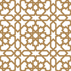 Seamless arabic geometric ornament in golden color.