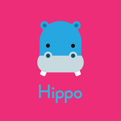 Cute  hippopotamus face. Little  hippopotamus in cartoon style. Vector illustration