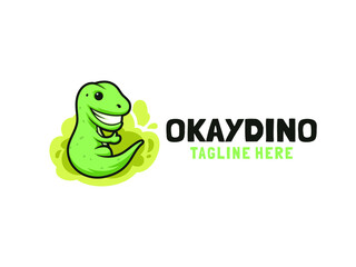 Cartoon cute dinosaur logo design