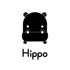 Cute  hippopotamus face. Little  hippopotamus in cartoon style. Vector illustration