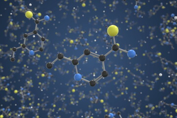 Molecule of Ethionamide. Molecular model, science related 3d rendering