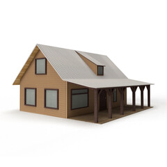 wooden house on white background