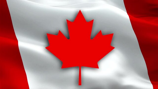 Canadian on Canada flag. Canadian Flag background waving in wind. Red maple leaf flag Closeup 1080p HD video. Canada Day Montreal 1080p Full HD 1920X1080 footage video waving.Canada seamlessly footage