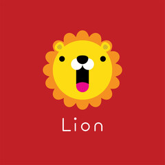 Cute lion face. Little lion in cartoon style. Vector illustration