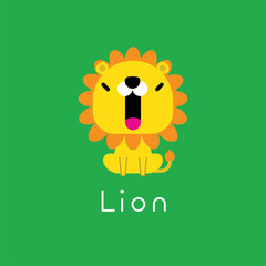 Cute cartoon lion.  Vector illustration.
