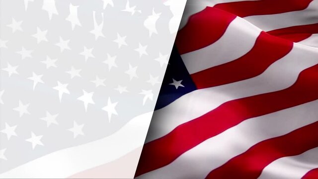 USA flag video half gradient background. American flags video. USA flag Closeup video for Memorial Patriot Day. 3d United States American Flag Slow Motion video. US Flag Loop HD Background American
