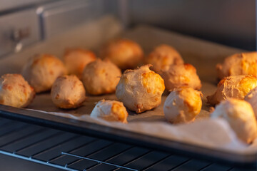 Cheese bread baking in the oven