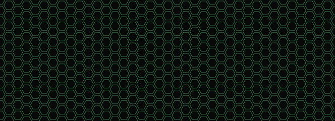 Green hexagon light and black abstract background