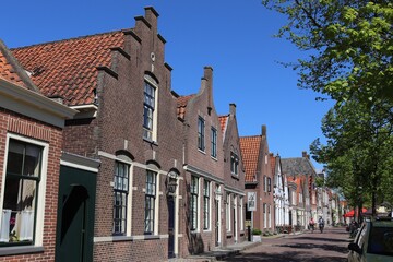 Fototapeta premium Edam Street View with Historic Dutch House Facades