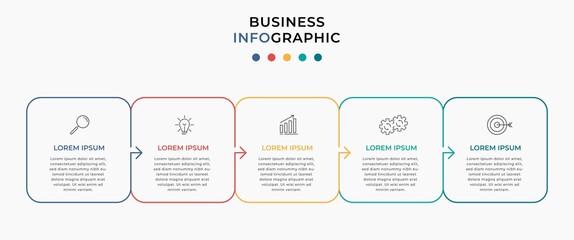 Business Infographic design template Vector with icons and 5 five options or steps. Can be used for process diagram, presentations, workflow layout, banner, flow chart, info graph