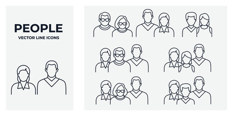 Set of Human Group Icon. people family pack symbol template for graphic and web design collection logo vector illustration