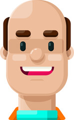 Happy Bald Man Flat Vector Illustration Icon