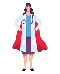 hero female doctor with stethoscope