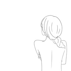 Illustration of a woman on the back.