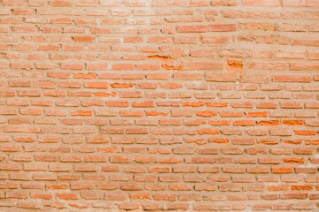 Brick texture old vintage background. Dirty aged and rust stone surface facade.