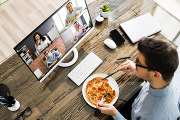 Virtual Office Lunch Break Using Video Conference