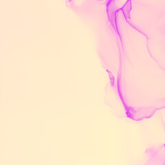 Dreamy Ink Fluid. Purple Multicolor Canvas. Coral