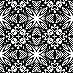 Geometric vector pattern with triangular elements. Seamless abstract ornament for wallpapers and backgrounds. Black and white patterns..
