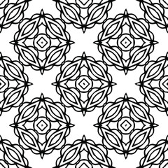 Geometric vector pattern with triangular elements. Seamless abstract ornament for wallpapers and backgrounds. Black and white patterns..
