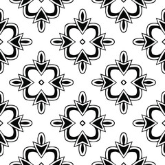 Geometric vector pattern with triangular elements. Seamless abstract ornament for wallpapers and backgrounds. Black and white patterns..
