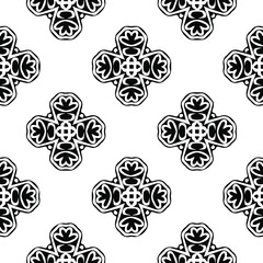 Geometric vector pattern with triangular elements. Seamless abstract ornament for wallpapers and backgrounds. Black and white patterns..
