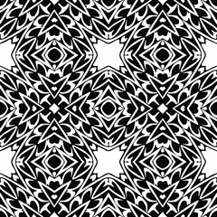 Geometric vector pattern with triangular elements. Seamless abstract ornament for wallpapers and backgrounds. Black and white patterns..
