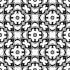 Geometric vector pattern with triangular elements. Seamless abstract ornament for wallpapers and backgrounds. Black and white patterns..
