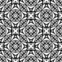 Geometric vector pattern with triangular elements. Seamless abstract ornament for wallpapers and backgrounds. Black and white patterns..
