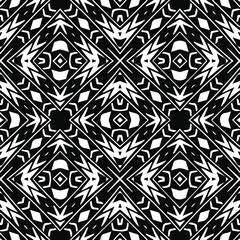 Geometric vector pattern with triangular elements. Seamless abstract ornament for wallpapers and backgrounds. Black and white patterns..
