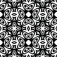 Geometric vector pattern with triangular elements. Seamless abstract ornament for wallpapers and backgrounds. Black and white patterns..
