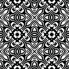 Geometric vector pattern with triangular elements. Seamless abstract ornament for wallpapers and backgrounds. Black and white patterns..
