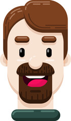 Happy Man with Dark Goatee Flat Vector Graphic Illustration Icon