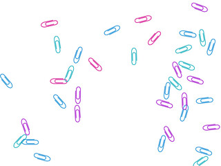 Stationary paperclips isolated on white background