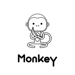 Obraz premium Outlined cute cartoon monkey. Vector illustration.
