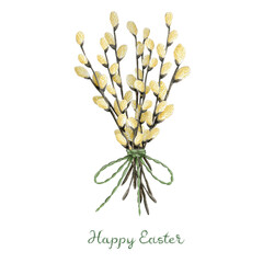 delicate Easter card with willow branches