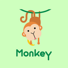 Cute cartoon monkey. Vector illustration.