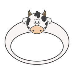 Vector illustration with cow funny farm animals