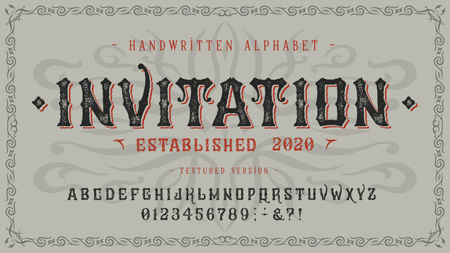Font Invitation. Craft retro vintage type design