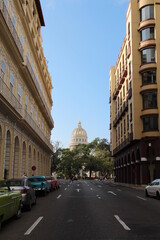 in the streets of cuba with view on the capitol