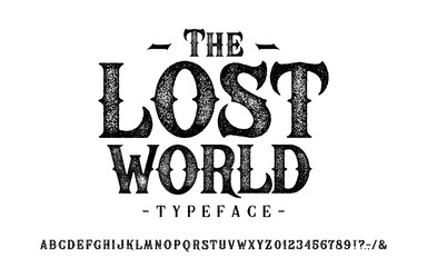 Font The Lost World. Craft retro vintage typeface  - obrazy, fototapety, plakaty