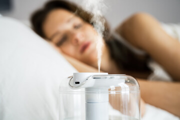 Home Air Humidifier Device In Bedroom