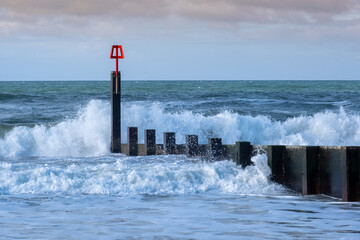 Fototapeta na wymiar Southbourne Beach on a beautiful Sunny but windy Day.