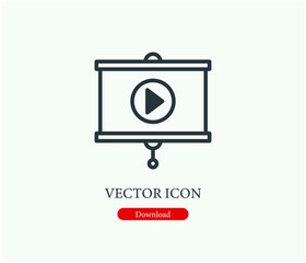 Projector screen vector icon. Editable stroke. Symbol in Line Art Style for Design, Presentation, Website or Apps Elements, Logo. Pixel vector graphics - Vector