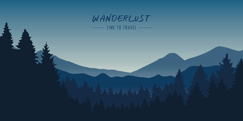 wanderlust wilderness blue mountain nature landscape vector illustration EPS10
