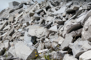 Concrete rubble on a roadside