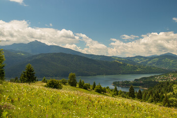 The mountain and the lake. Romania, Mount Ceahlau and the lake Izvorul Muntelui