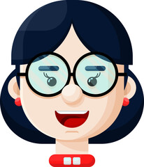 Happy Young Woman Wearing Eyeglasses Flat Vector Illustration Icon Avatar